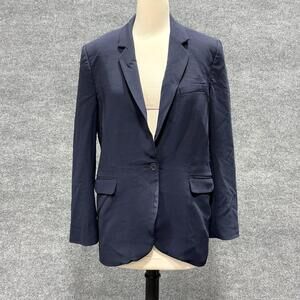 Michael Michael Kors Blazer Womens 6 Blue One Button Suit Jacket Lined Career